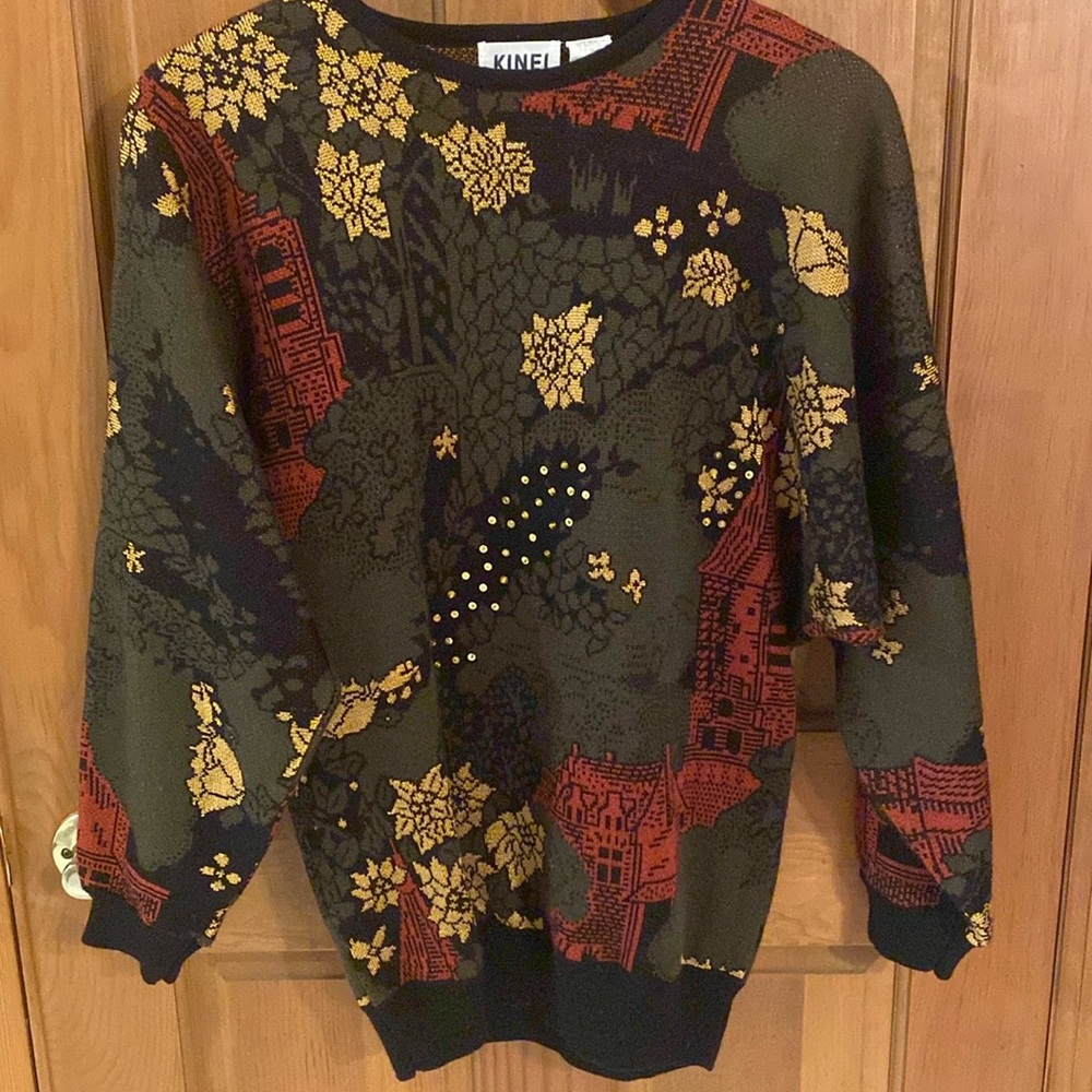 Vintage Kinei Old Church Graphic Sweater Sweatshirt Pullover-Size Small Wool
